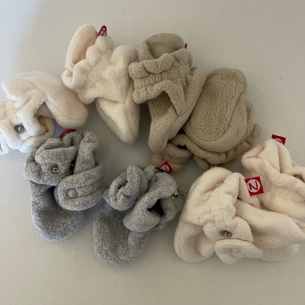 Zutano Fleece Baby Booties - 4 Neutral Pairs